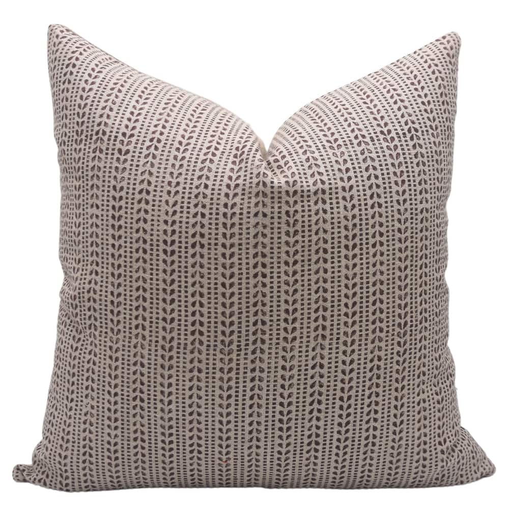 Fabdivine Decorative Floral Stripted Throw in Thick Linen Pillow Cover for Sofa, Bedroom Dark Brown Cushioncase, Ratanbel