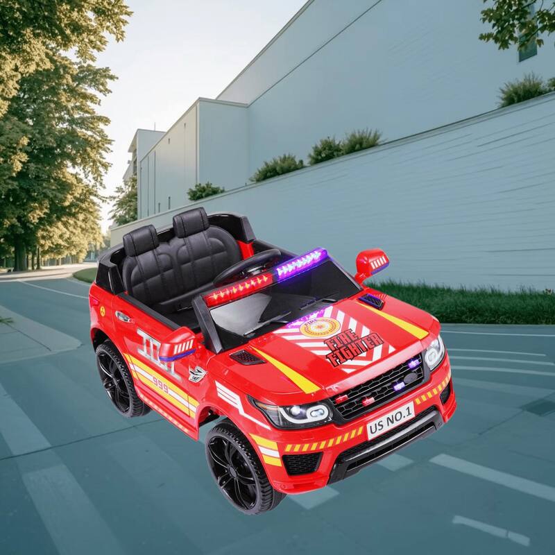 Battery Powered 12V Police Ride On Car Truck for Kids with Parental Remote, Siren, Flashing Lights, and Comfortable Ride - Red
