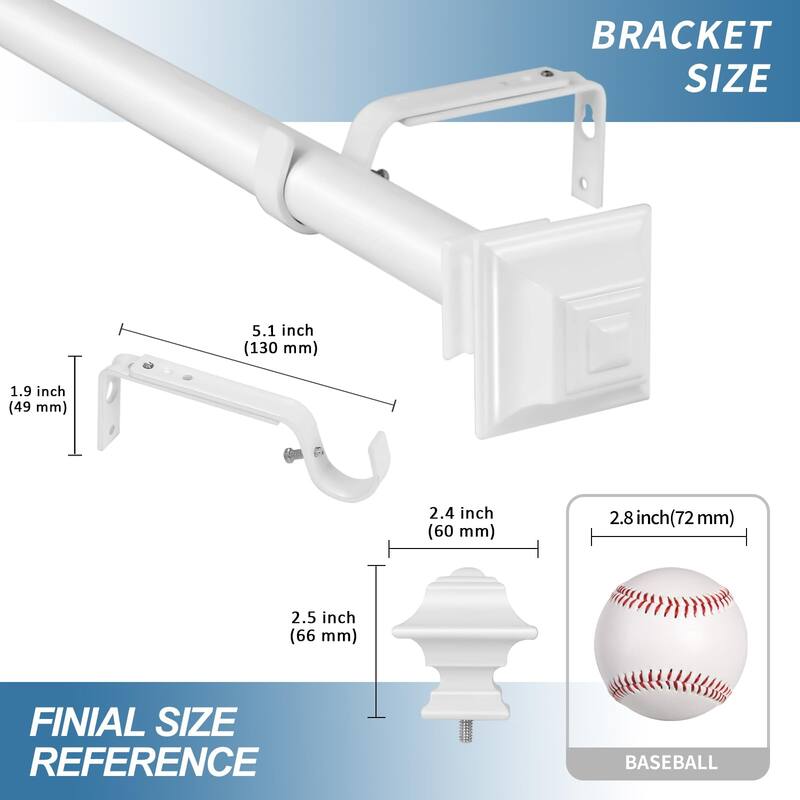 1-inch Diameter Pila Adjustable Single Drapery Curtain Rod