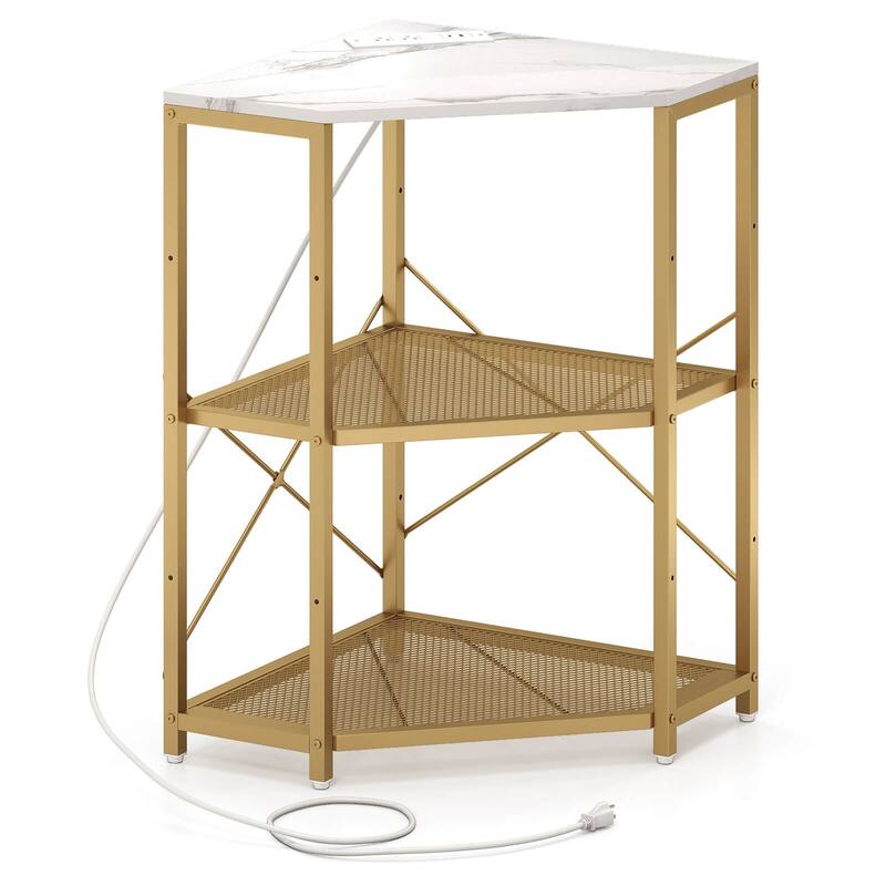 Costway Corner Printer Stand with Charging Station Adjustable Metal - See Details
