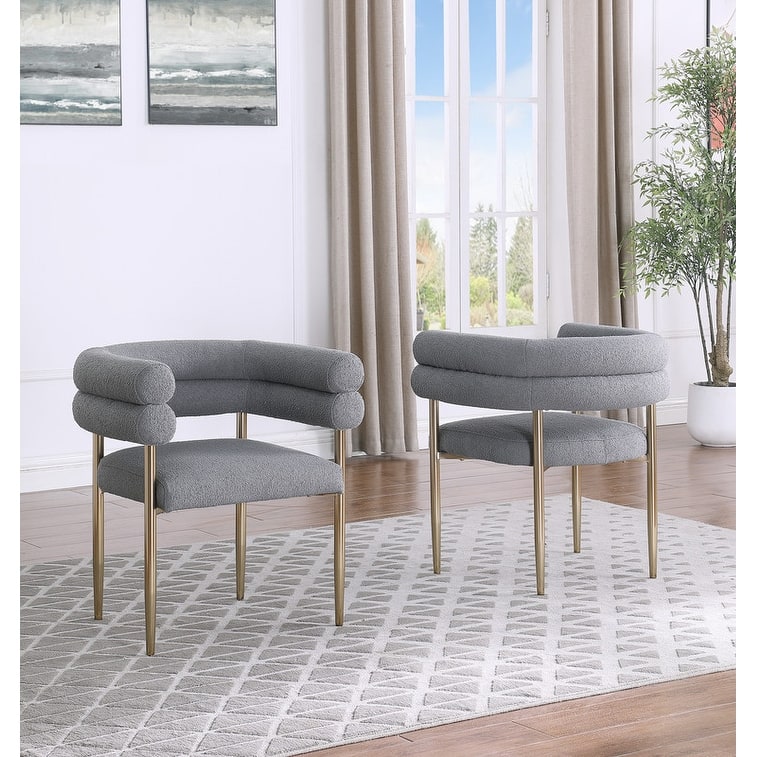 Best Quality Furniture Teddy Faux Fur Upholstered Chairs with Gold Chrome Legs (Set of 2)