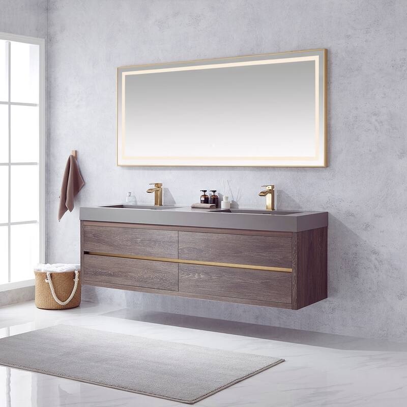 Miseno MV703172 Palencia 72" Wall Mounted Double Basin Vanity Set with