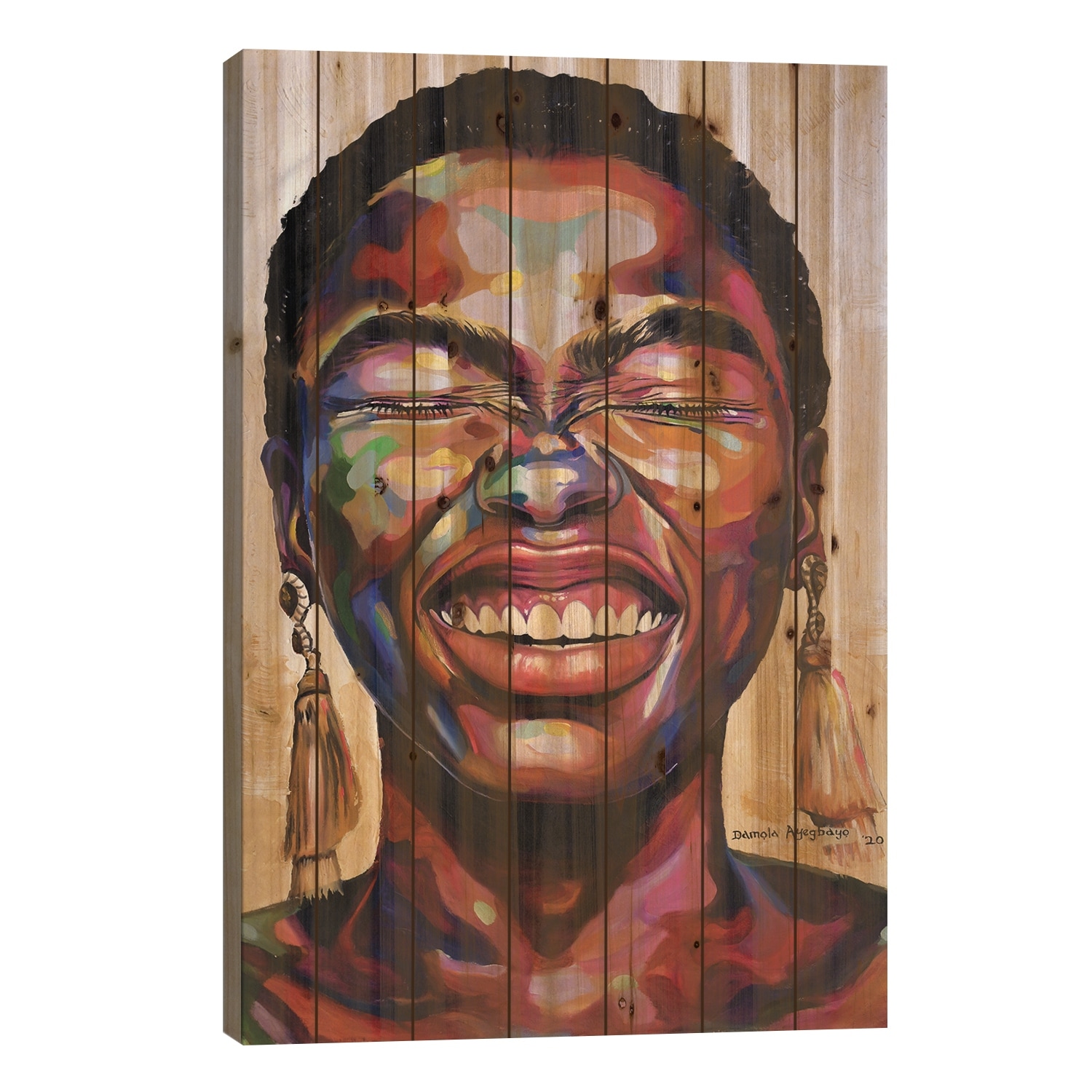 Celebrate Life II Print On Wood by Damola Ayegbayo - Multi-Color