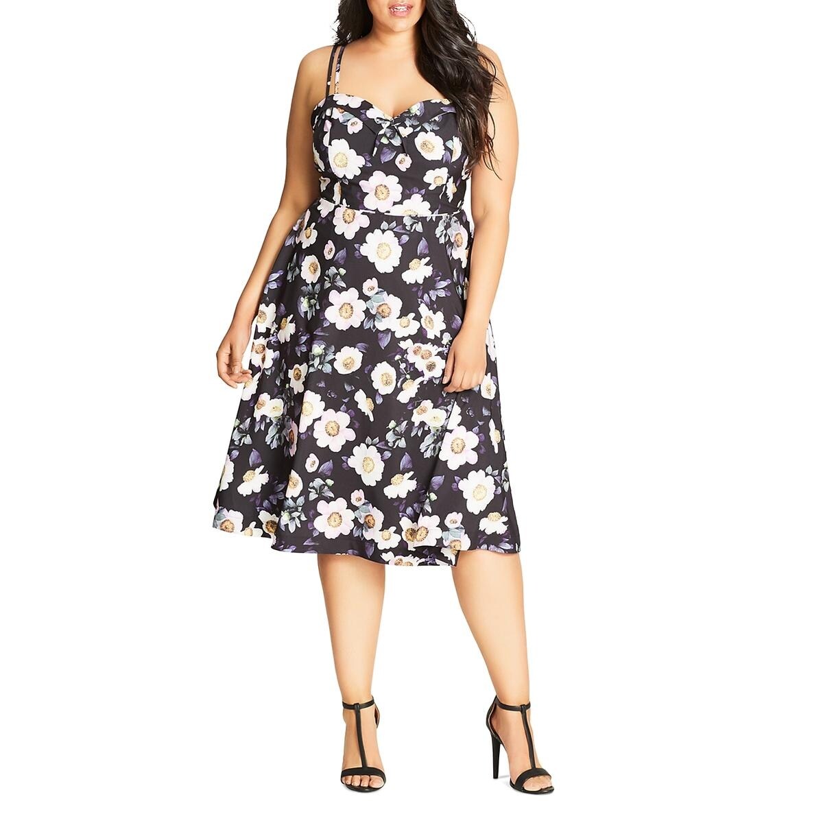 Shop City Chic Womens Plus Casual Dress Strappy Floral Print