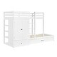 preview thumbnail 8 of 7, White Twin-Over-Twin Pine Bunk Bed with Wardrobe, Drawers, Shelves, Guardrail