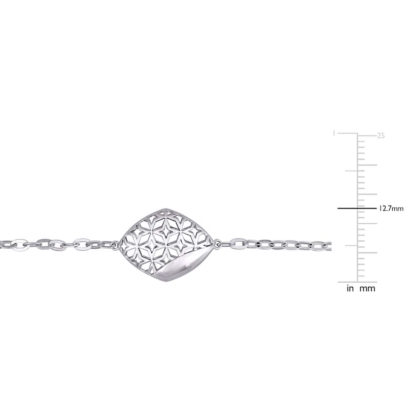 Miadora 18k White Gold 1/3ct TDW Diamond Marquise Station Link Necklace