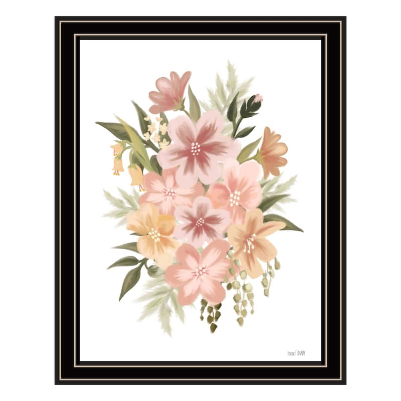 TrendyDecor4U Contemporary "Peachy Petals" Framed Print Wall Art - Multi