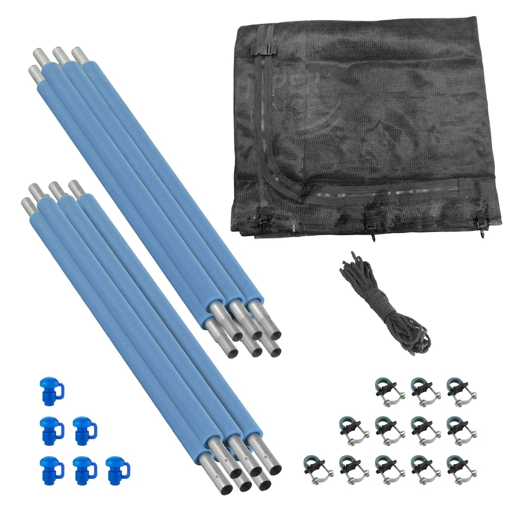 Machrus Upper Bounce Trampoline Safety Enclosure Set including Net, 6 Poles, Caps & Foam Sleeves - Fits 16FT Round Trampoline