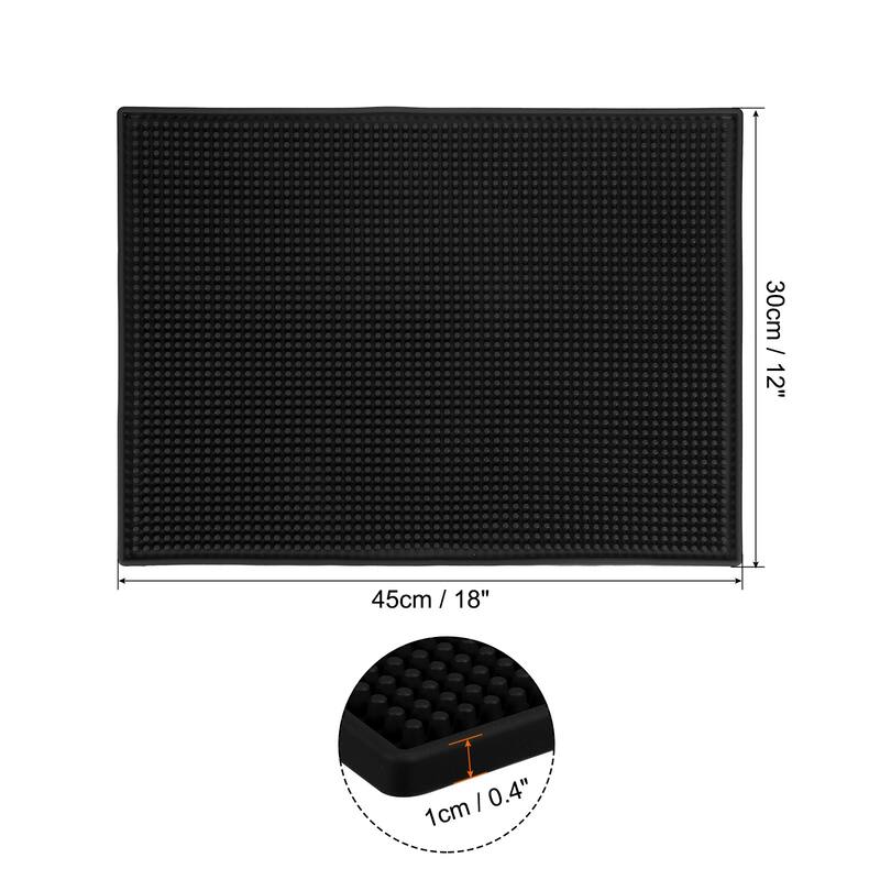 PVC Bar Mat Non-Slip Bar Service Cup Mat Spill Mat - Black - 18" x 12" x 0.4"