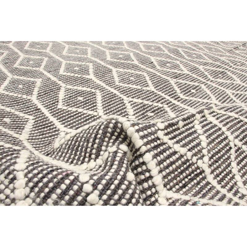 ECARPETGALLERY Braid weave Sienna Grey Wool Rug - 5'0 x 8'1