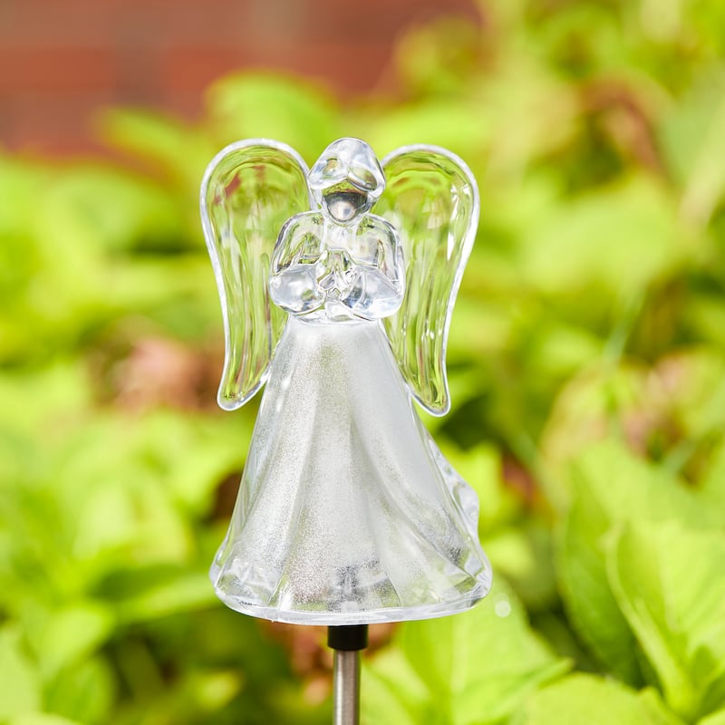Glitzhome 36"H Set of 3 Flower/Angel Solar Garden Decorative Lights