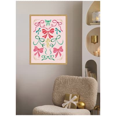 Kate and Laurel Sylvie Framed Canvas Christmas Bows by Rachel Lee