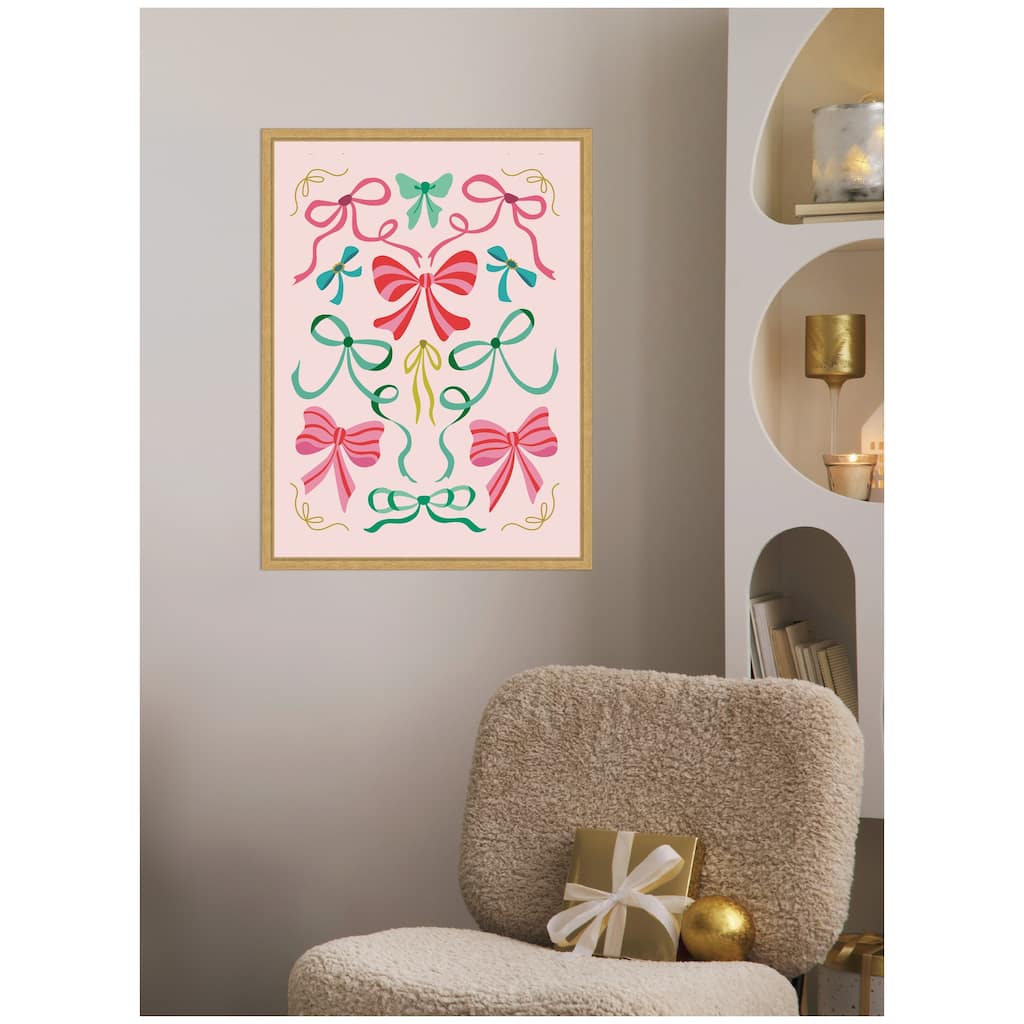 Kate and Laurel Sylvie Framed Canvas Christmas Bows by Rachel Lee