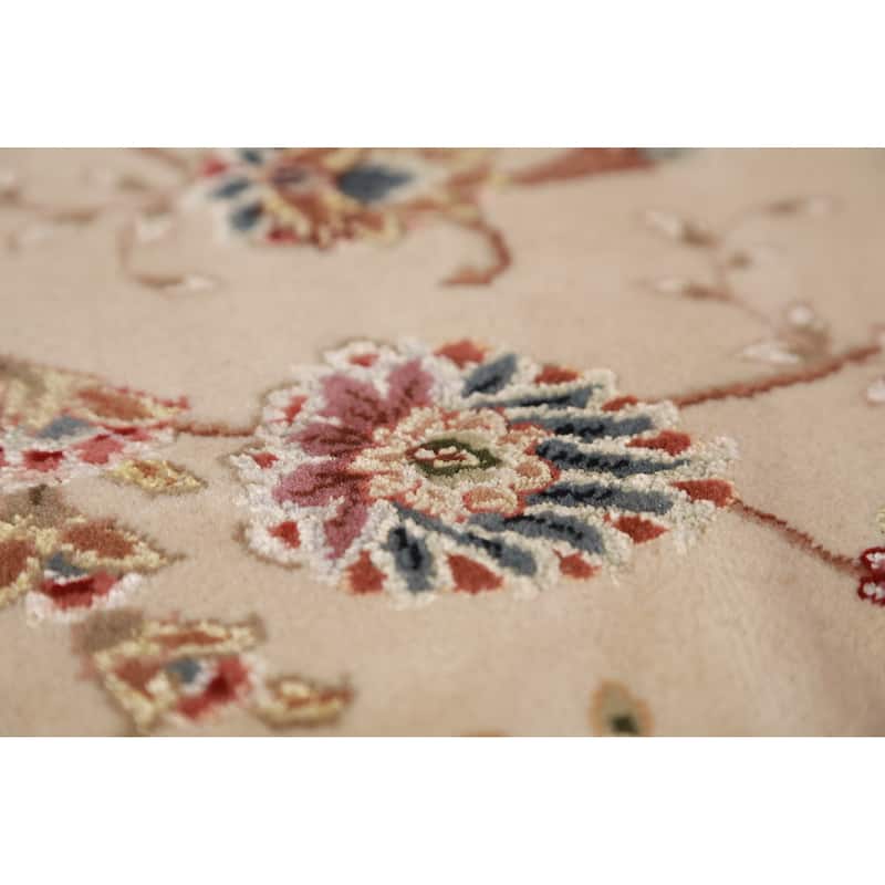 Vegetable Dye Tabriz Chinese Area Rug Handmade Wool And Silk Carpet - 8'0"x 9'11"