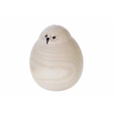 Natural Wooden Owl 3.74" - Set of 2