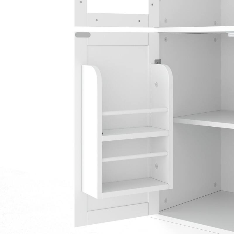 75" Freestanding Buffet with Hutch, Tall Kitchen Pantry Cabinet with Drawers, Shelves and Pull-out Trays for Maximized Storage