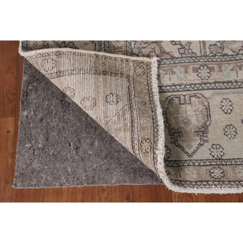 Distressed Beige Tabriz Persian Vintage Rug Handmade Wool Carpet - 6'5"x 9'7"