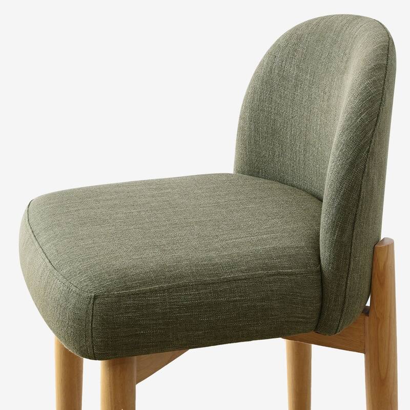 Upholstered Counter Stool With Oak Wood Legs (Set of 6)