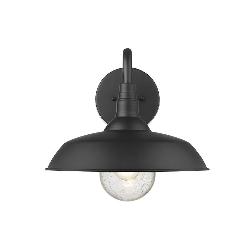 1-Light Outdoor Flush Mount Wall Light with Clear Seedy Glass Shade and Steel Fixture Garden Lighting