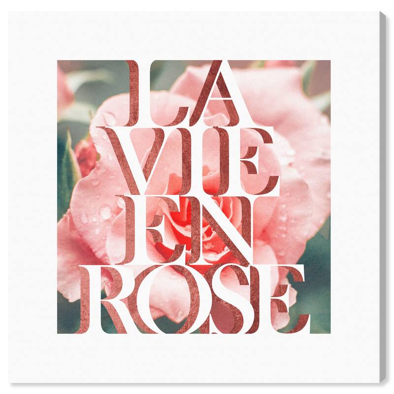Wynwood Studio Prints Typography and Quotes La Vie En Rose Photo Pink and Pastel Pink Rustic Wall Art Canvas Print