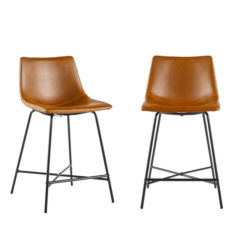 Middlebrook Designs Modern Faux Leather Counter Stool (Set of 2)