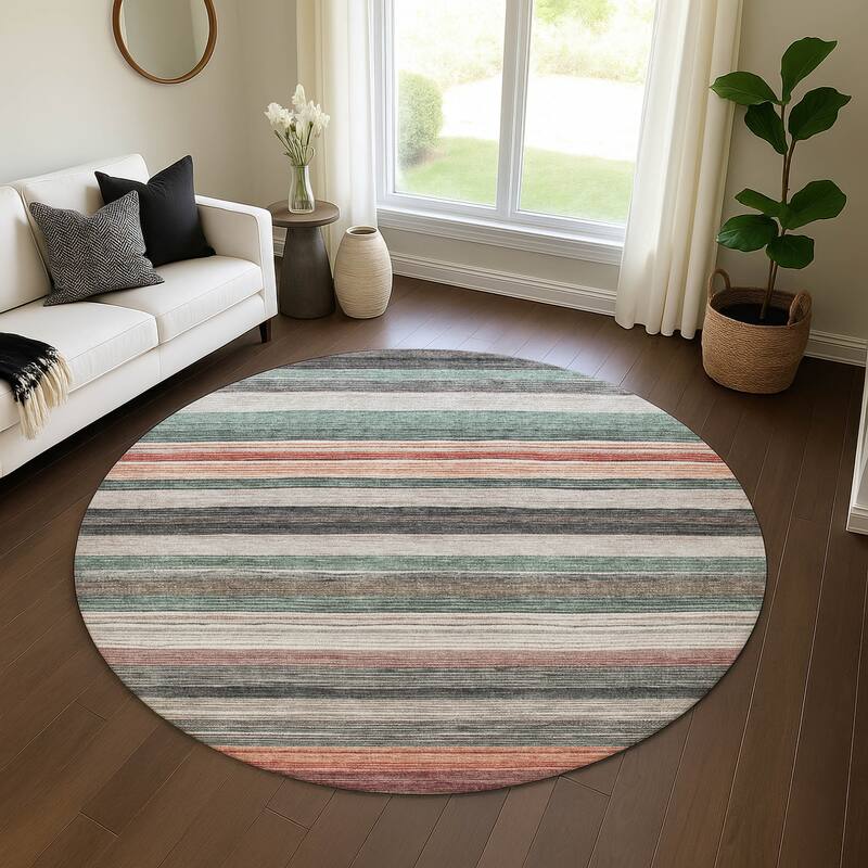 Premium Washable Super Soft Striped Mayfield Rug - Seafoam - 8' x 8'