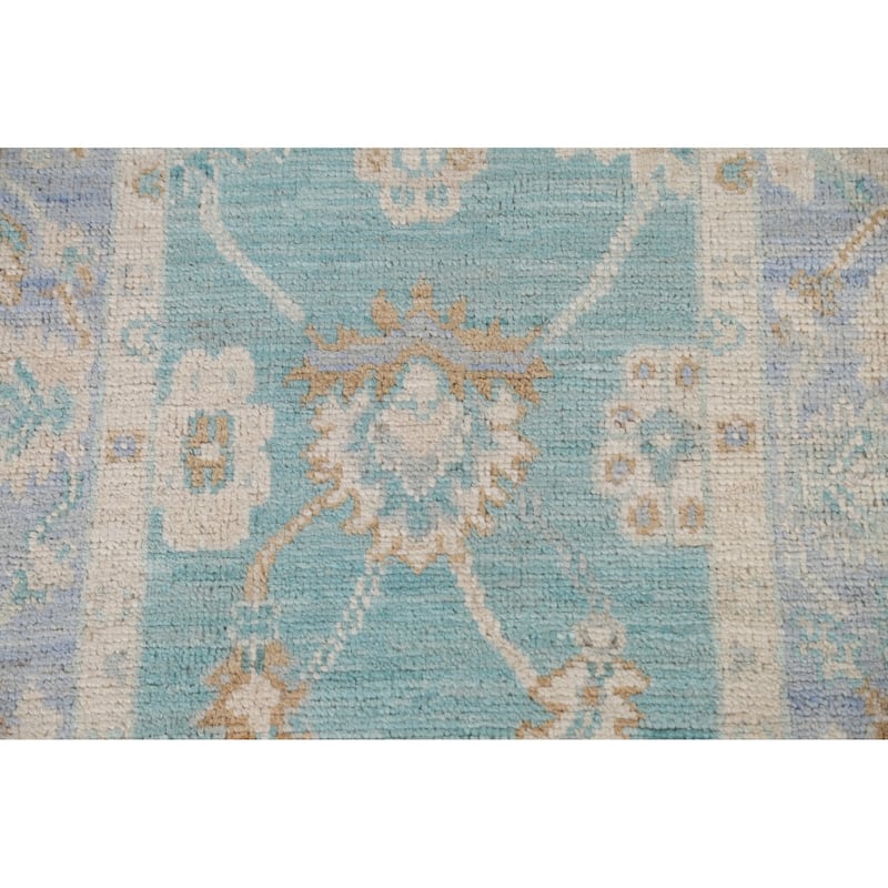 Hand Knotted Oriental 100% Wool Carpet Transitional Floral Navy Blue & Blues Oushak Area Rug - 2' 11'' X 2' 0''