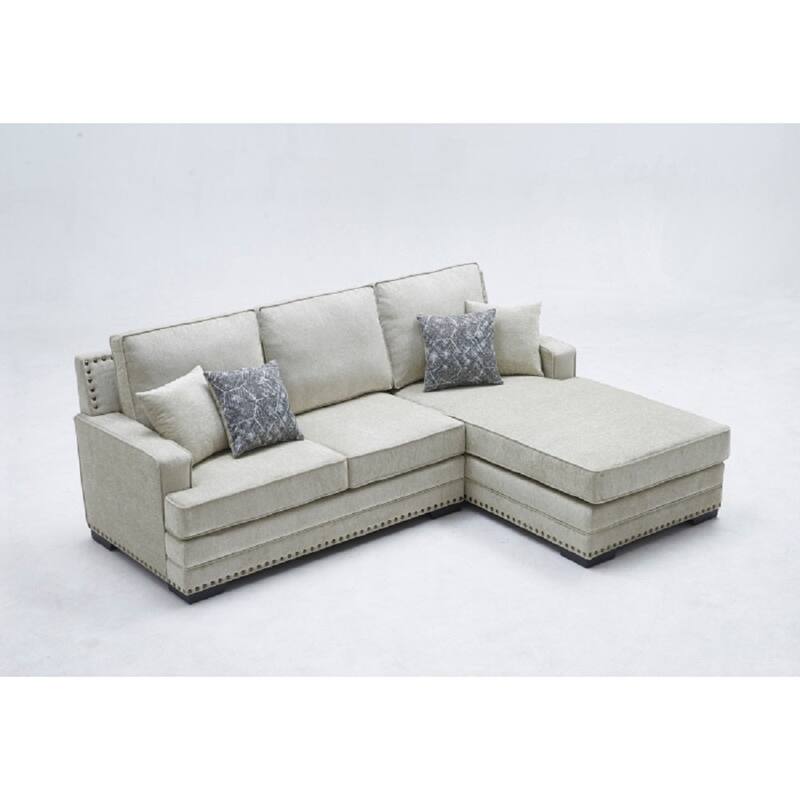 Classic Upholstered Sectional Sofa Couch with Right-Facing Chaise - Taupe
