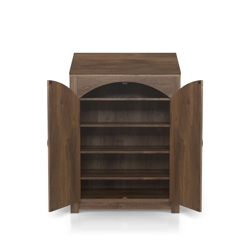 DH BASIC Jody Farmhouse Adjustable 4-Shelf Double-Door Shoe Cabinet with Lift-top Storage by Denhour