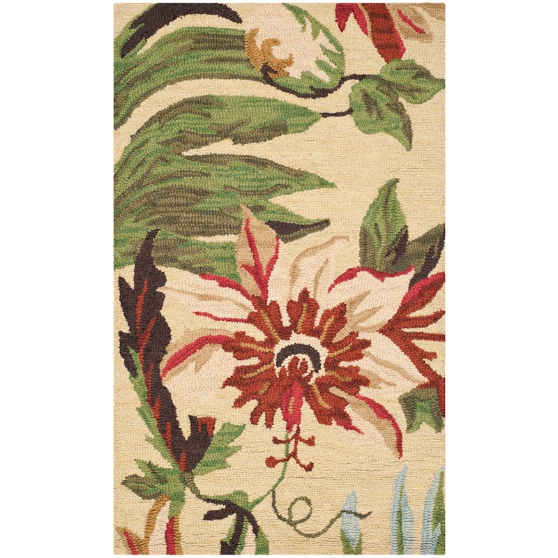 SAFAVIEH Handmade Jardin Kristell Country Floral Wool Rug - 3' x 5' - Ivory/Multi