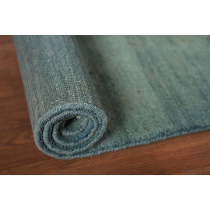 Light Blue Gabbeh Oriental Foyer Rug Hand-Knotted Wool Carpet - 3'4"x 4'7"