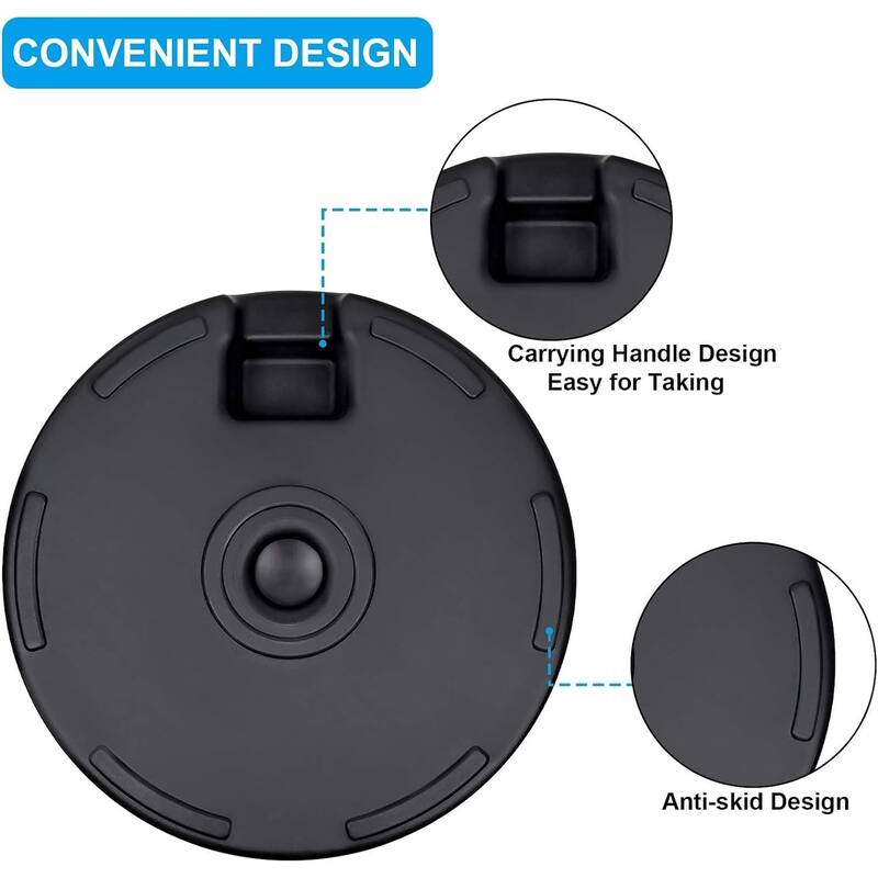 50 lbs. Plastic Market Patio Umbrella Base in Black, 20" Patio Umbrella Base for Outdoor Lawn, Garden, Round