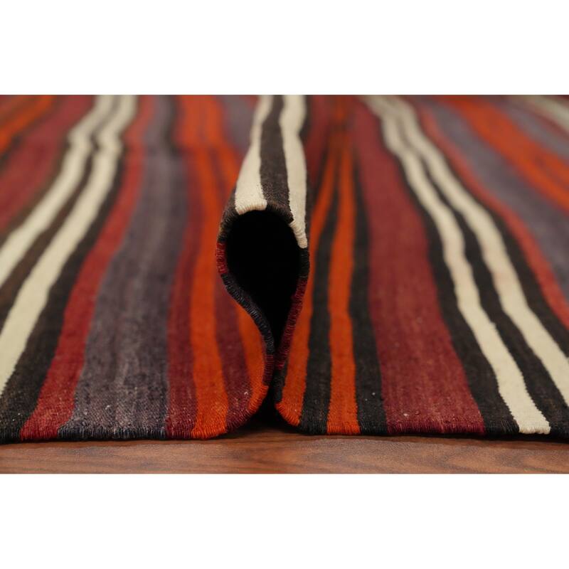 Hand Woven Oriental 100% Wool Carpet Southwestern Geometric Oranges & Rust Kilim Area Rug - 10' 8'' X 4' 11''
