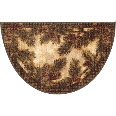 Cozy Cabin Pine Cone Gingham Nylon Washable Lodge Rug