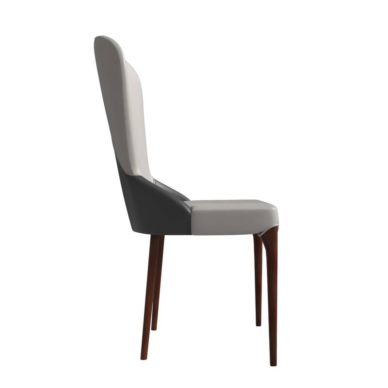 Havana Leather Upholstered Solid Wood Dining Chair Two-Tone Color Design Set of 4