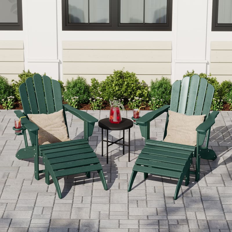 Aderson Outdoor Poly Adirondack Chair with Ottoman 4-Piece Set