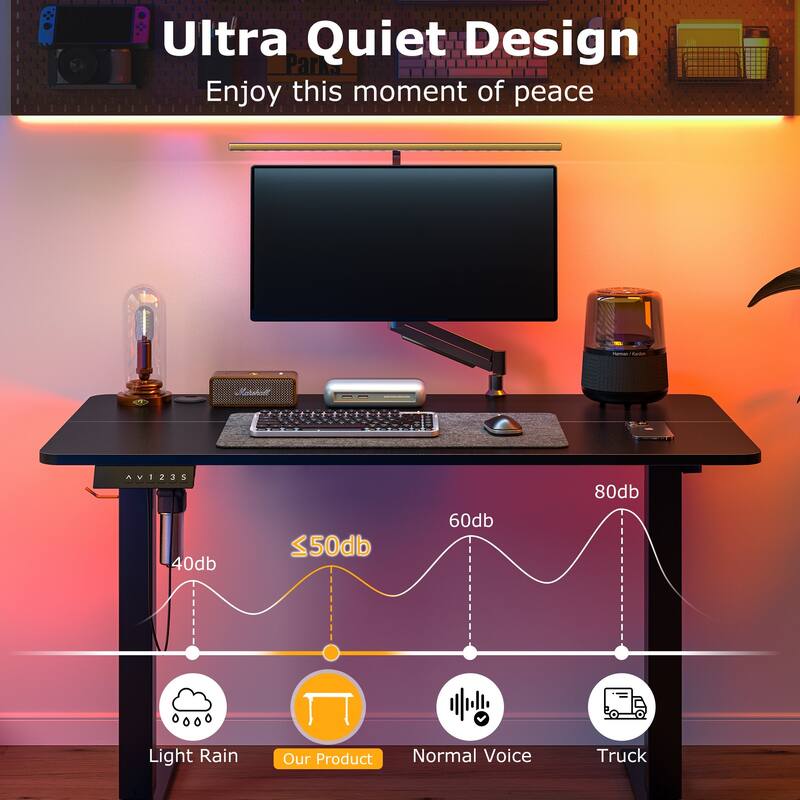 Javlergo Standing Desk, Adjustable Height Electric Sit Stand Up Down Computer Table, Ergonomic Rising Modern Lift Motorized