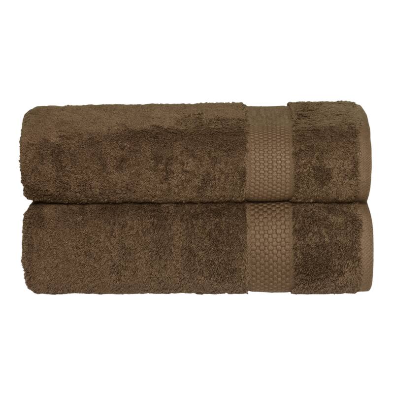 Authentic Hotel and Spa 100% Aeagean Long Staple Turkish Cotton STARLIGHT Terry Bath Towels (Set of 2) - Earth Brown