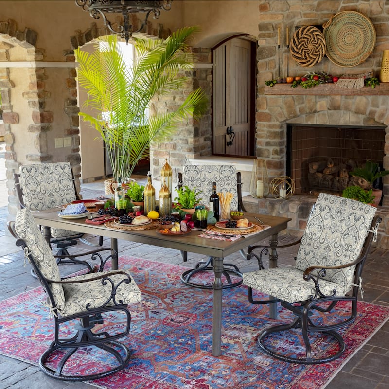 ARDEN Aurora Damask Outdoor Dining Chair Cushion