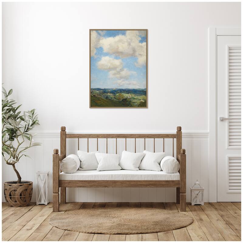 Kate and Laurel Summer Morning circa 1910 Charles Harold Davis by Nostalgia Prints Framed Canvas Wall Art Print