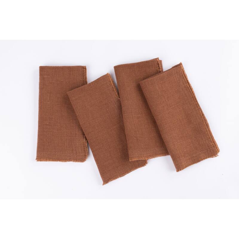 Raphael Linen Dinner Napkin Set (Set of 4) - Saddle