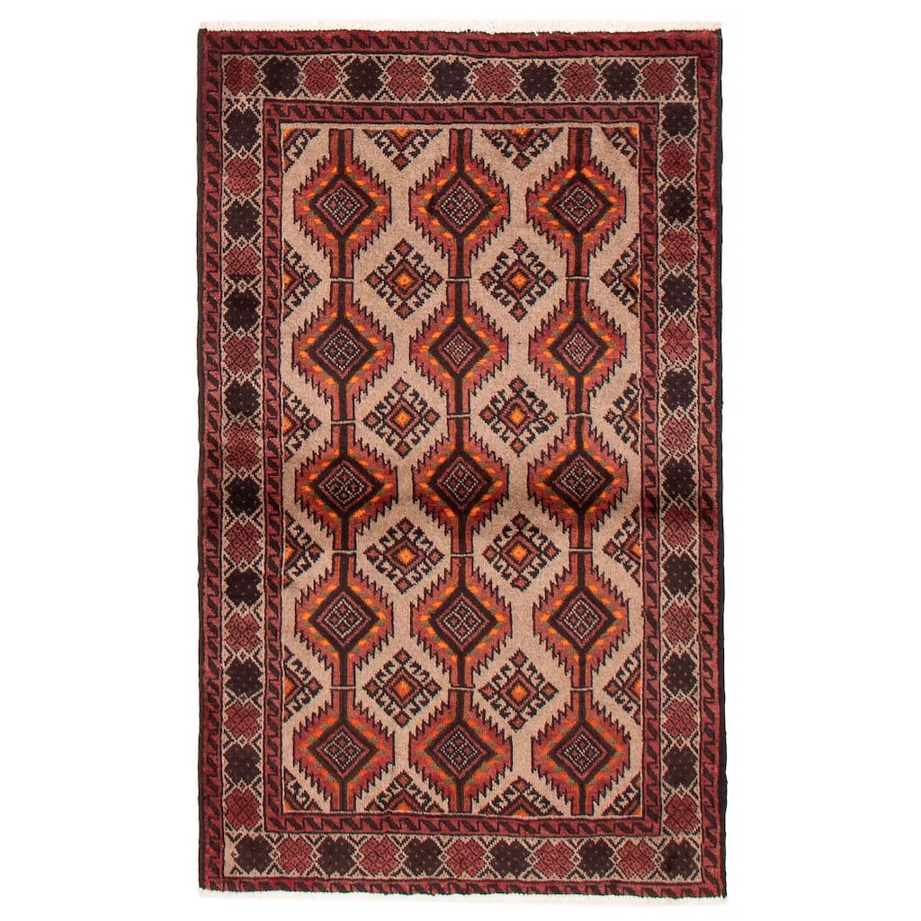 ECARPETGALLERY Hand-knotted Royal Baluch Khaki Wool Rug - 3'2 x 5'7