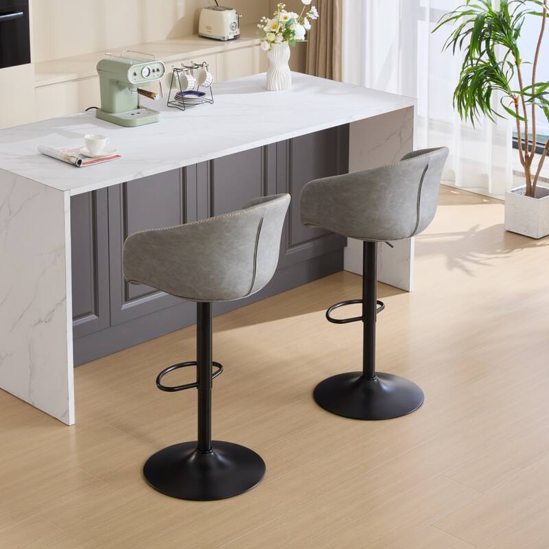 Adjustable Swivel PU Leather Upholstered Bar Stools