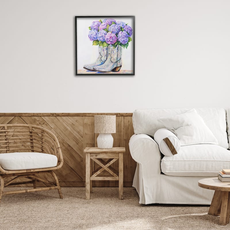Stupell Hydrangea Filled Cowgirl Boots Framed Giclee Art Design By Amanda Greenwood