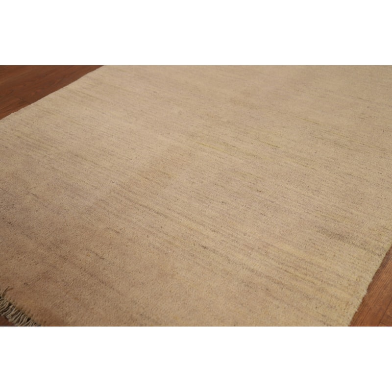 Modern Beige Gabbeh Oriental Foyer Rug Handmade Wool Carpet - 2'8"x 4'1"