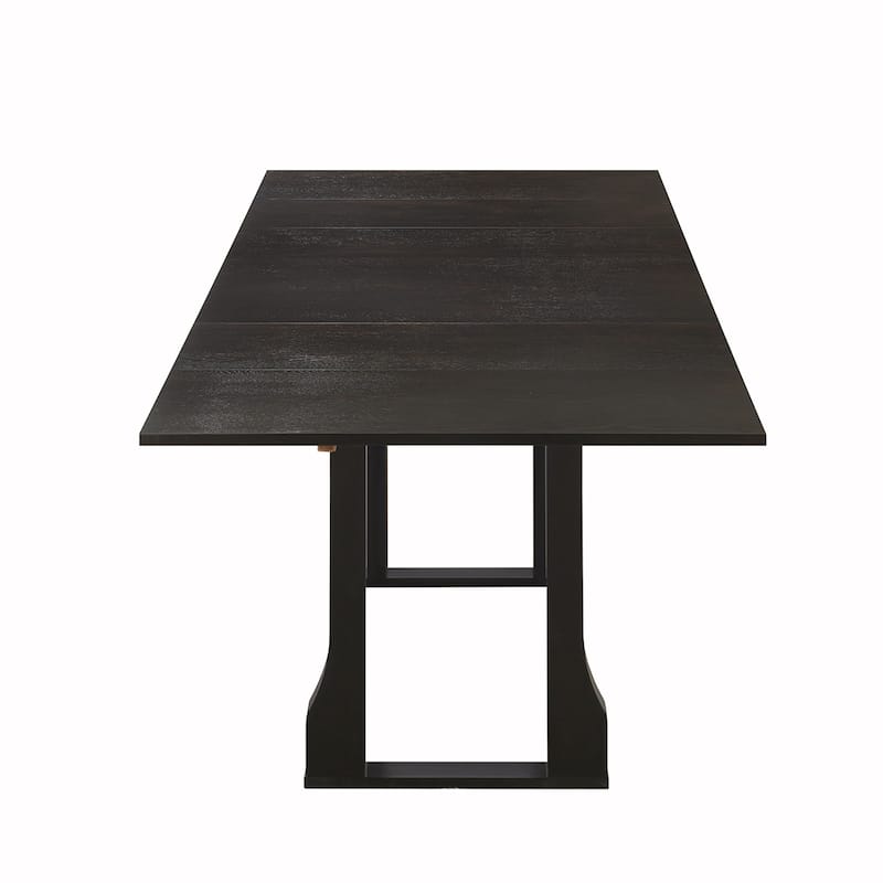6PCS Rattan Wooden Extendable Dining Table Se