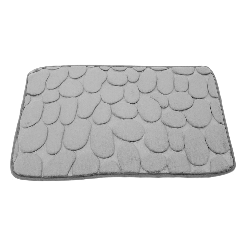 Non Slip Bathroom Rugs Bath Mat, Polyester Bath Mat, Machine Washable Gray 23.62"x15.75" Cobblestone Pattern