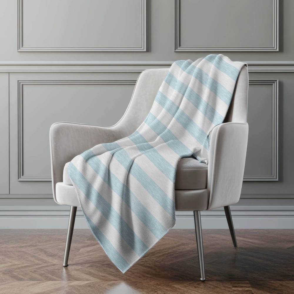 Premium Machine Washable Modern Stripes Sherpa Throw Blanket