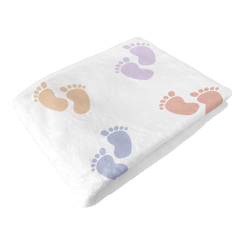 Sweet Jojo Designs Foot Prints Boy Girl Gender Neutral Unisex Baby Monthly Milestone Blanket Rainbow Footprints Party Birthday