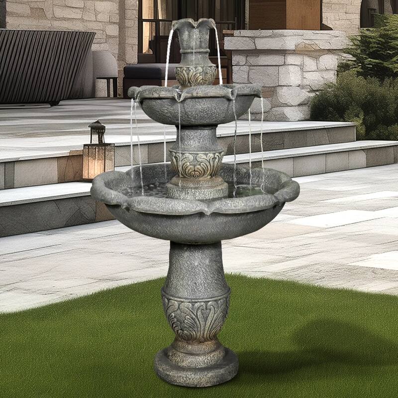 48.4" H Classical Flowerpot Shape Finial Fountain and Waterfalls for Outdoor